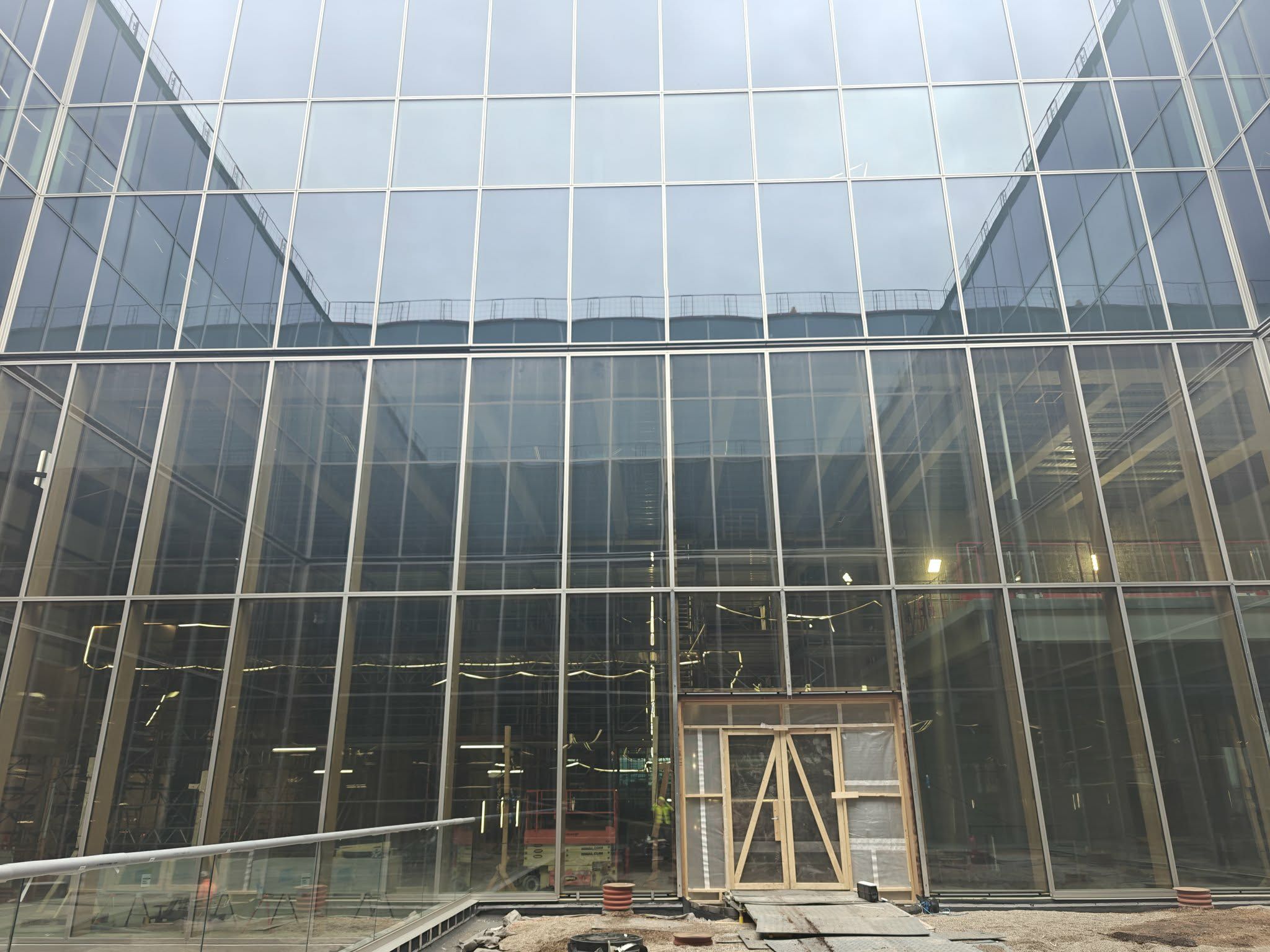 Glass curtain wall atrium facade